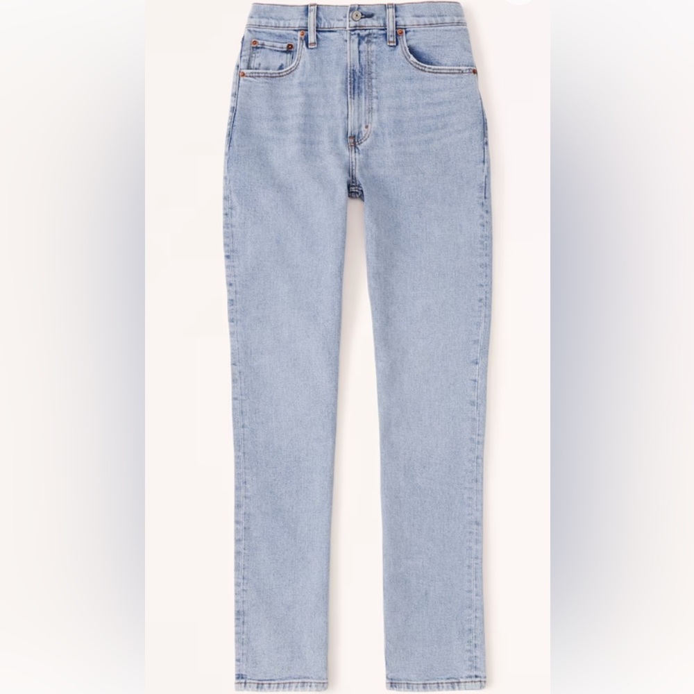 Abercrombie & Fitch The Slim Straight Ultra High Rise Split Hem Jeans